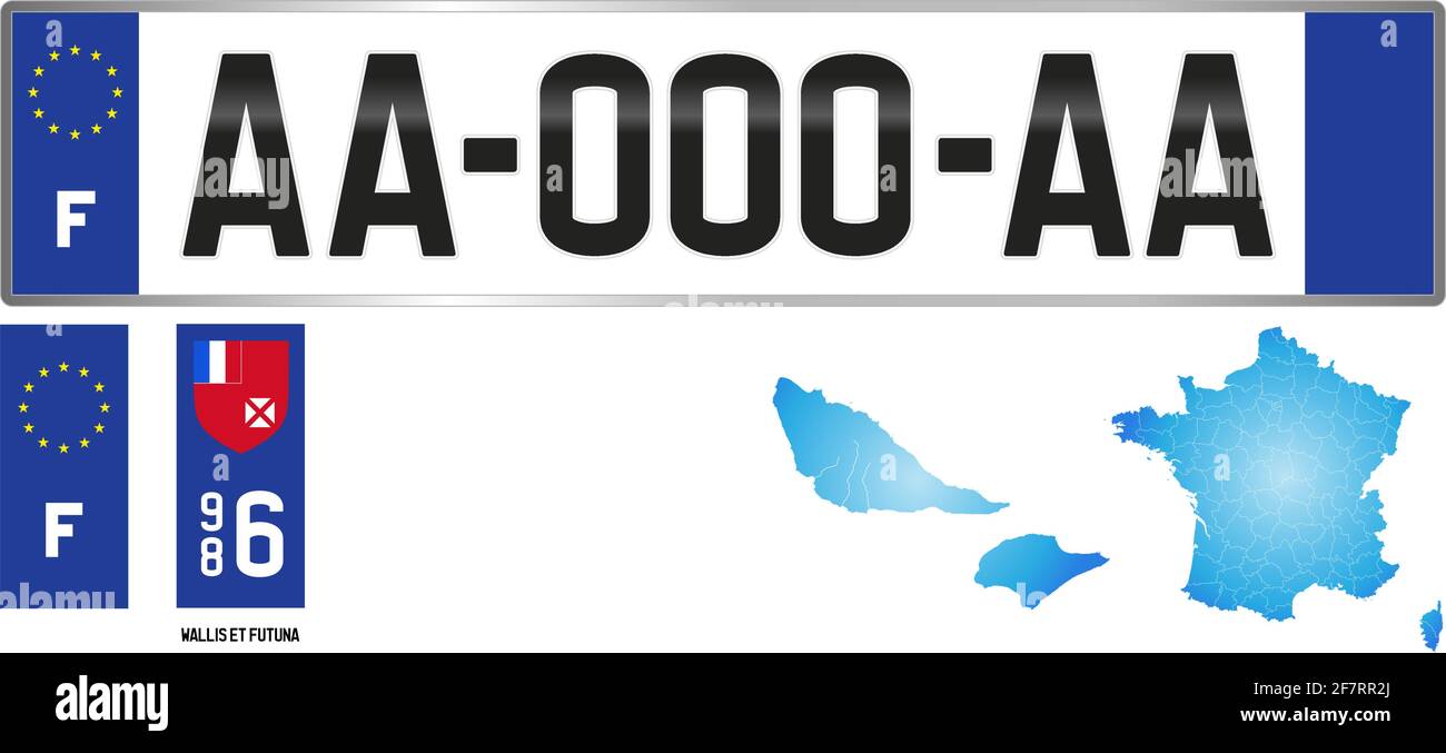 Adesivo Targa Auto Stemma Wallis E Futuna - 9,8 X 4,5 Cm - Prodotto In Francia