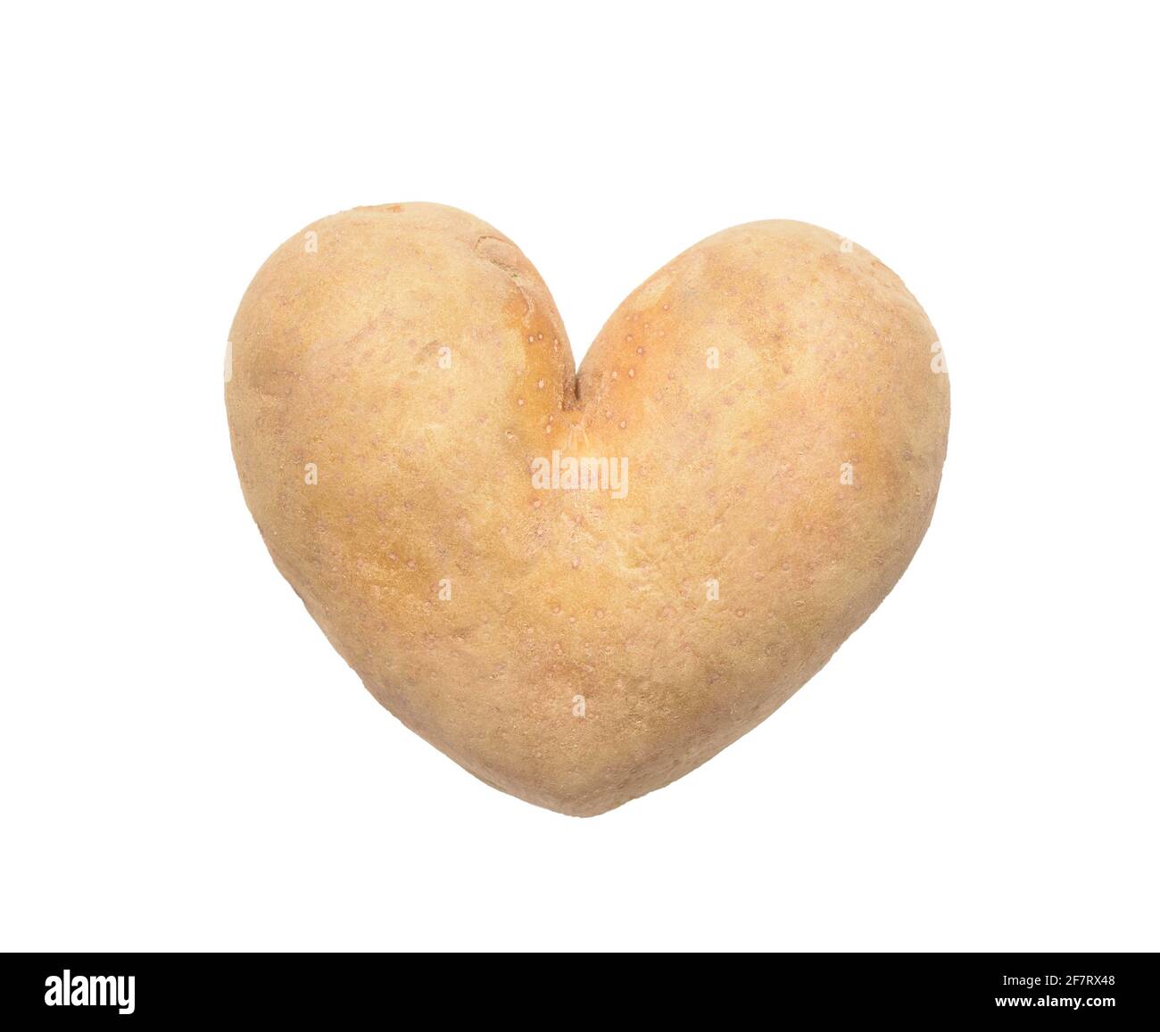 Patata a forma di cuore su sfondo bianco isolato Foto Stock