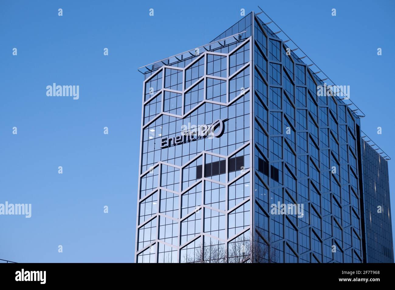 Edificio Enfit e Elektrilevi a Tallinn. Enfit è il maggiore produttore di energia e uno dei maggiori produttori di energia rinnovabile nei paesi baltici. Foto Stock