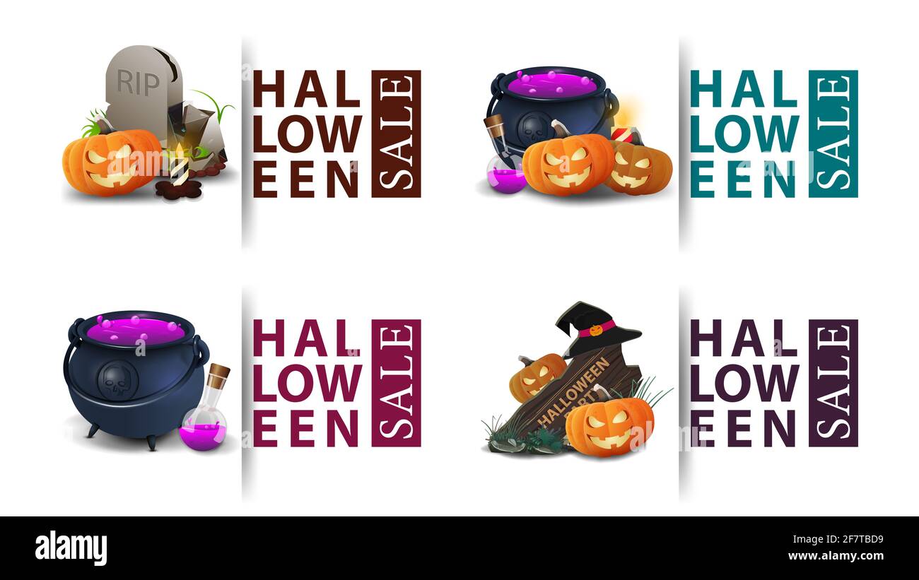 migliore offerta, collezione vettoriale di brillanti halloween sconto bolle tag, striscioni e adesivi Foto Stock