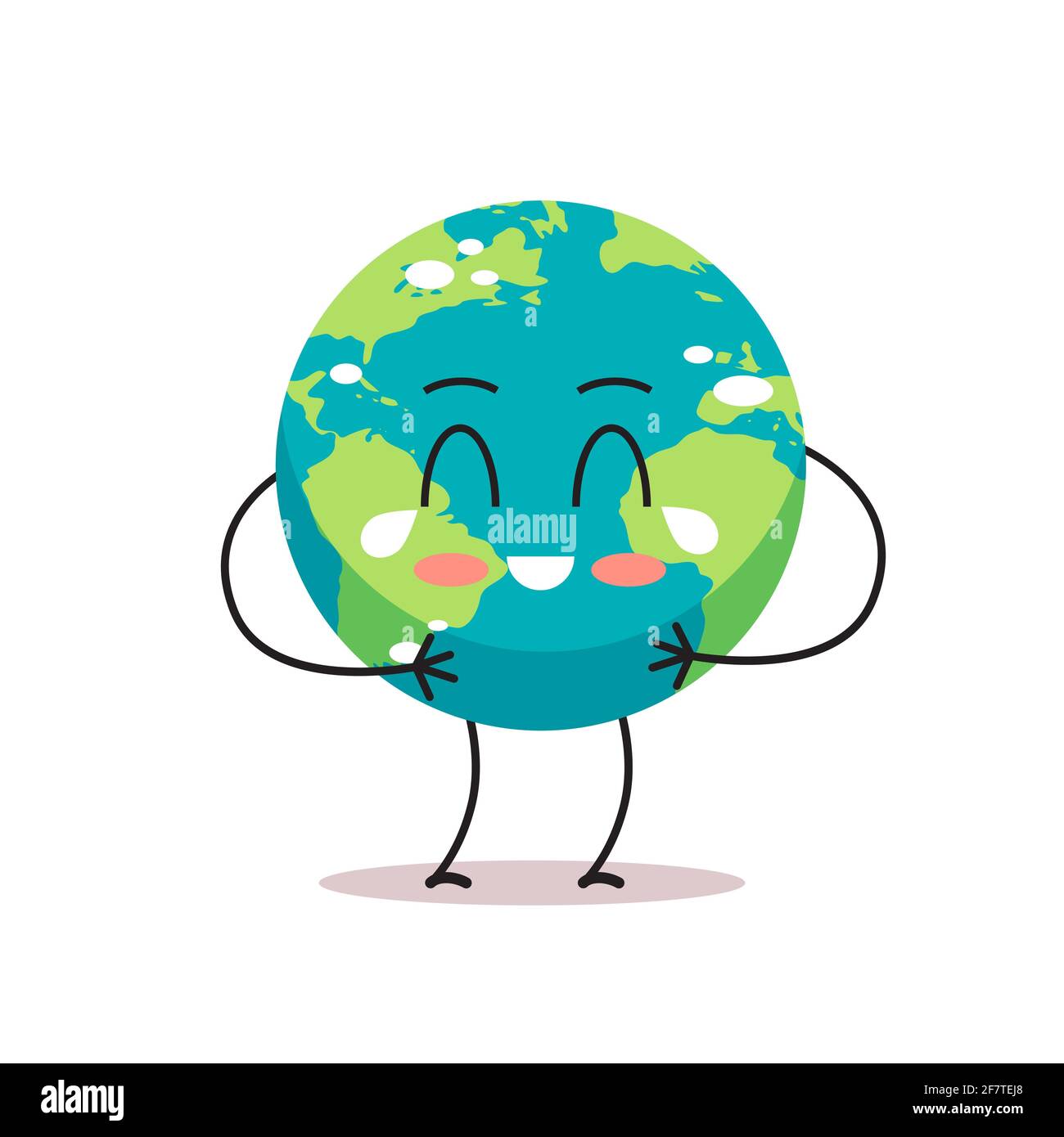 triste personaggio terra piangendo infelice cartoon mascotte globo personage dire nessun cambiamento climatico in plastica salva il concetto di pianeta isolato Illustrazione Vettoriale