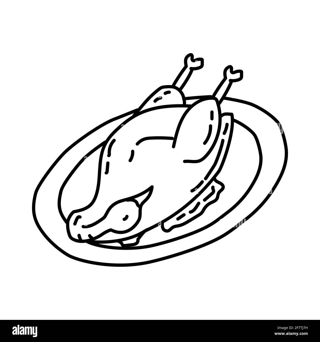 Bebek Goreng Indonesian Food Set di icone disegnate a mano vettore. Illustrazione Vettoriale