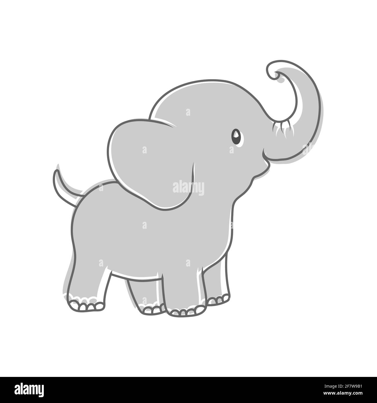 Baby elefante. Personaggio cartoon per bambini per libri, e tema di design.  Stile piatto Immagine e Vettoriale - Alamy