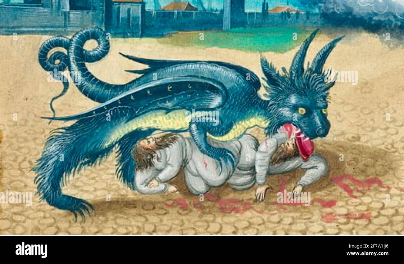 Immagine del Libro dei Miracoli di Augusta mostra la scena del libro finale del nuovo Testamento - il Libro delle rivelazioni di San Giovanni il Divino. Foto Stock