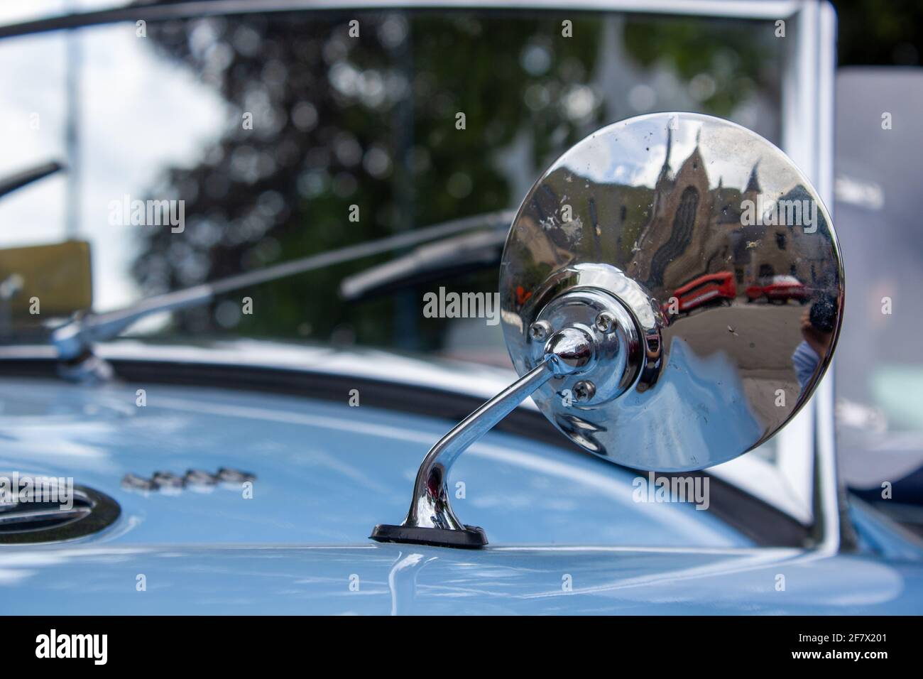 Dettaglio specchietto per auto cromato MGA Cabriolet MG Foto Stock