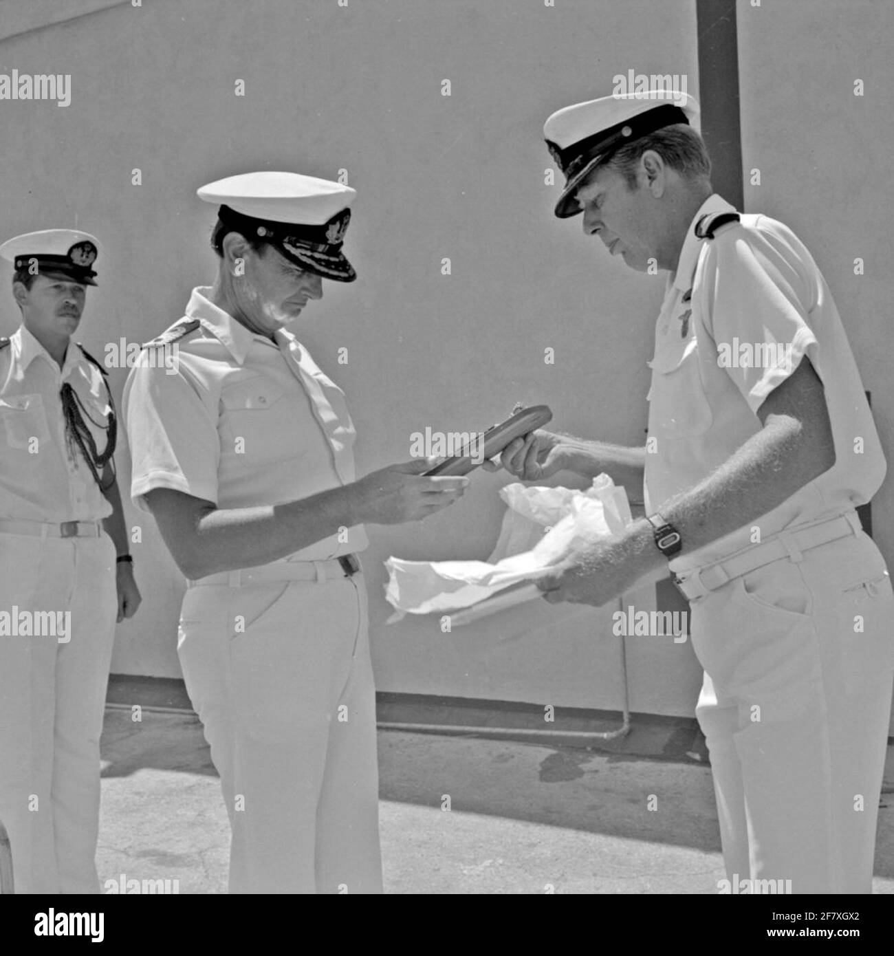 Trasferimento dell'aeroporto di Hato con 320 Squadrone di aeroplani del servizio di carring della Marina a 336 Squadrone della Royal Air Force. Foto Stock