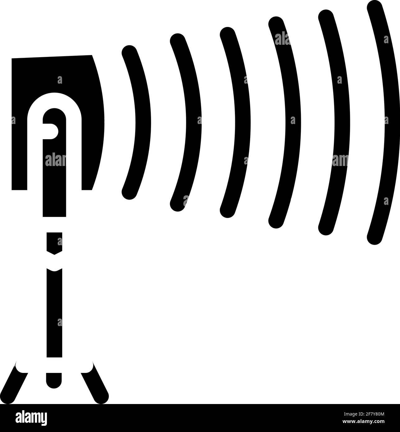 illustrazione vettoriale dell'icona glifo del dispositivo acustico a lungo raggio di protesta Illustrazione Vettoriale