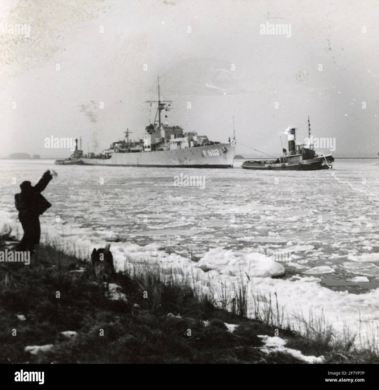 Frigate HR.MS Johan Maurits van Nassau (1943-1958) (ex ribble, ex-jo1) (di ritorno dalla Corea) Foto Stock