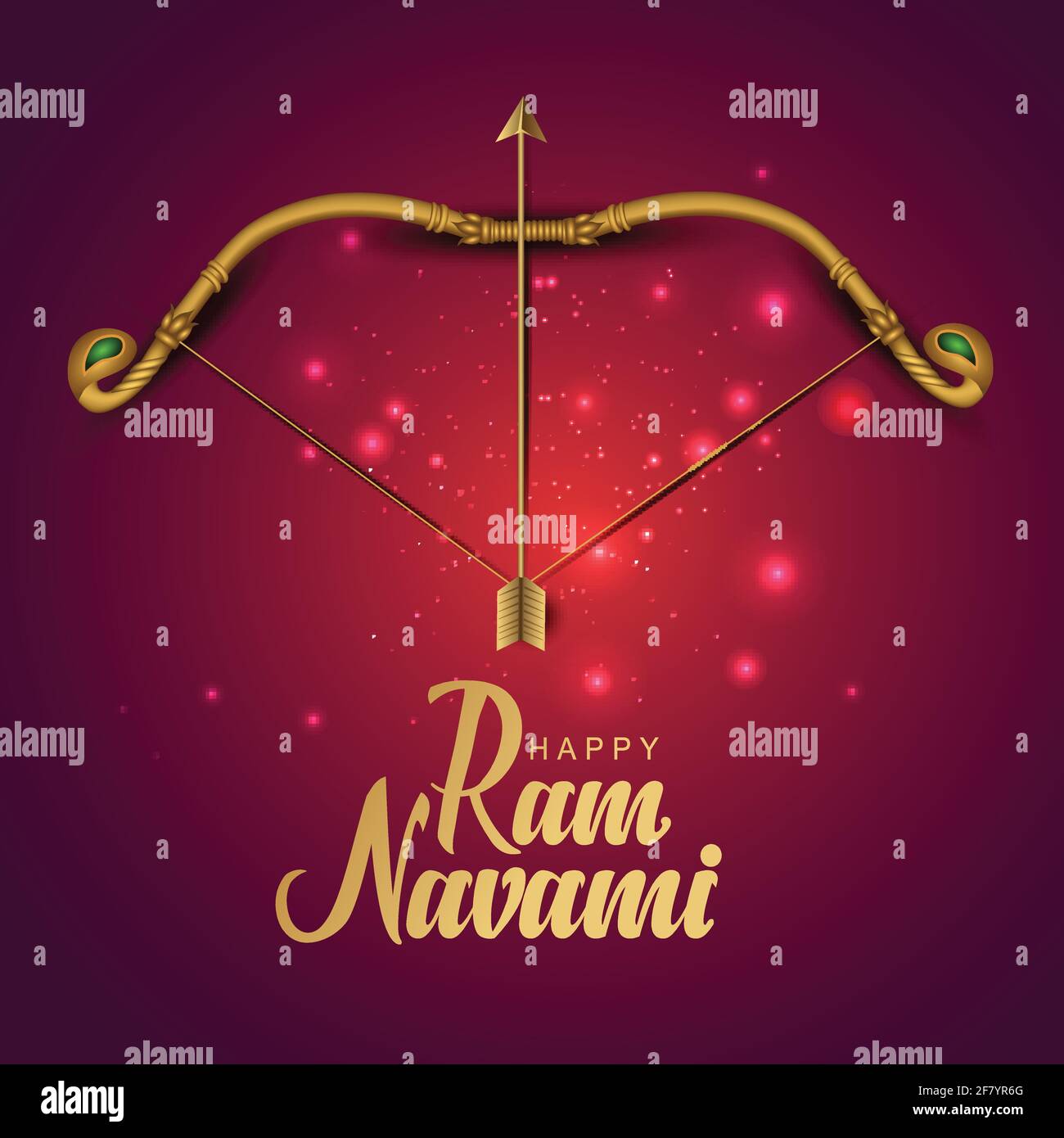 Happy RAM Navami festival dell'India. Lord Rama arco e freccia. Disegno di illustrazione vettoriale Illustrazione Vettoriale