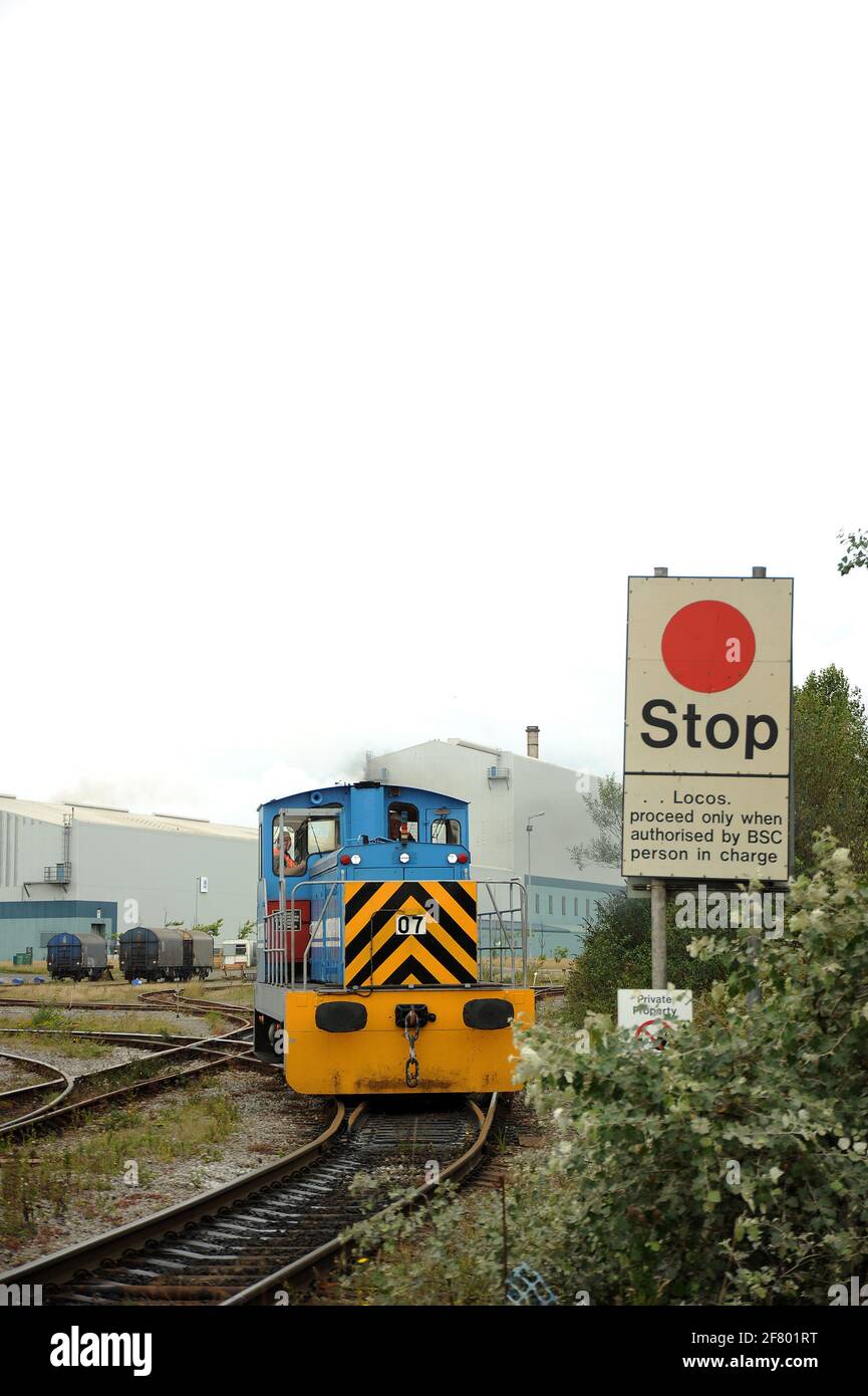 Locomotiva Tata Steel No. 7 a Port Talbot Steelworks. Foto Stock