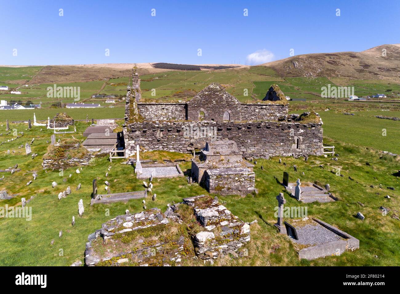 Il vecchio cimitero, Glen, Contea di Kerry, Irlanda Foto Stock