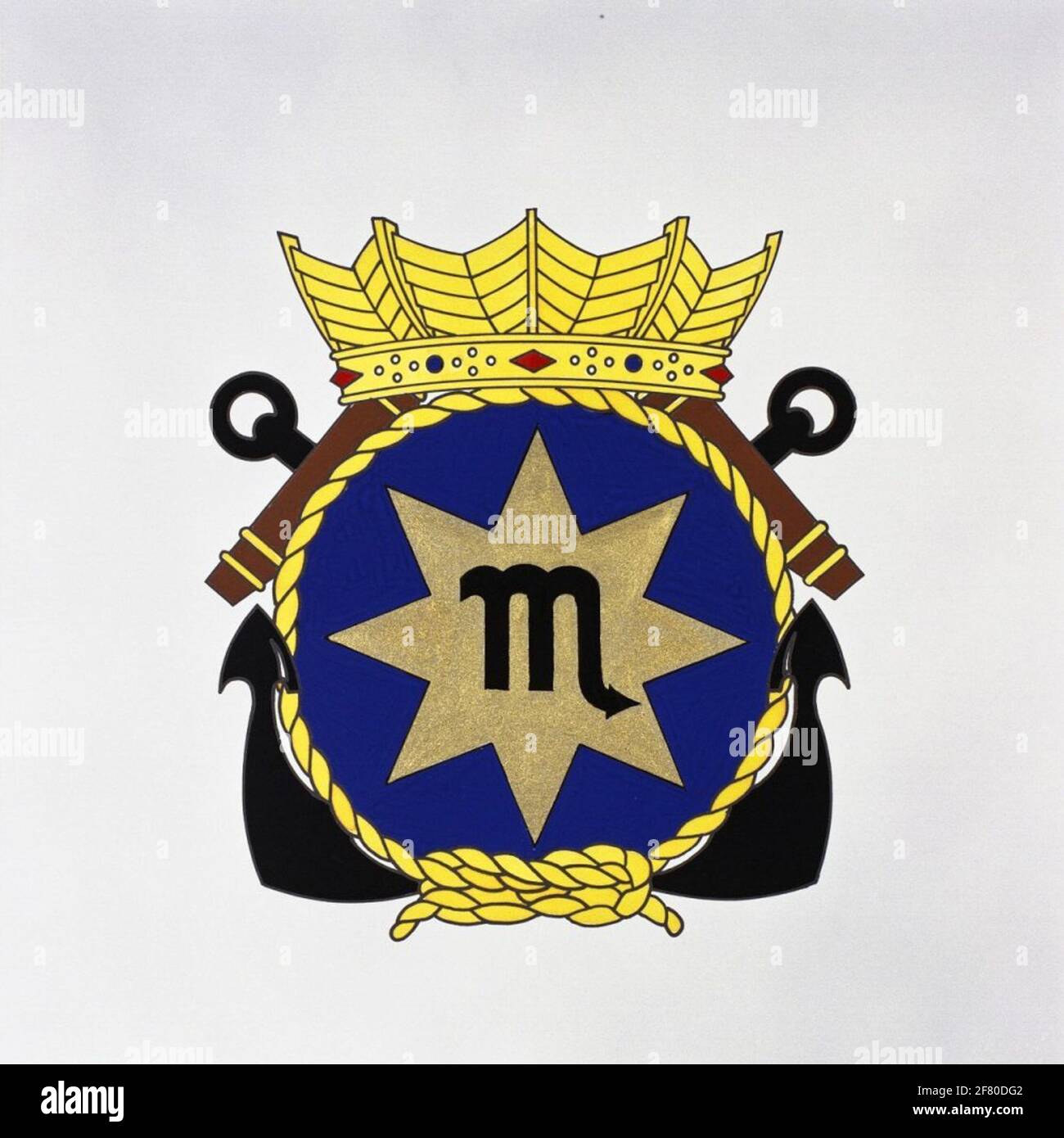 SCORPION. L'emblema raffigura la costellazione dello scorpione. Logo foderato da hr.ms. Scorpio (1868-1971), dopo essere stati impiegati come nave di lusso per la Marva dopo la WW II nel 1951. Foto Stock