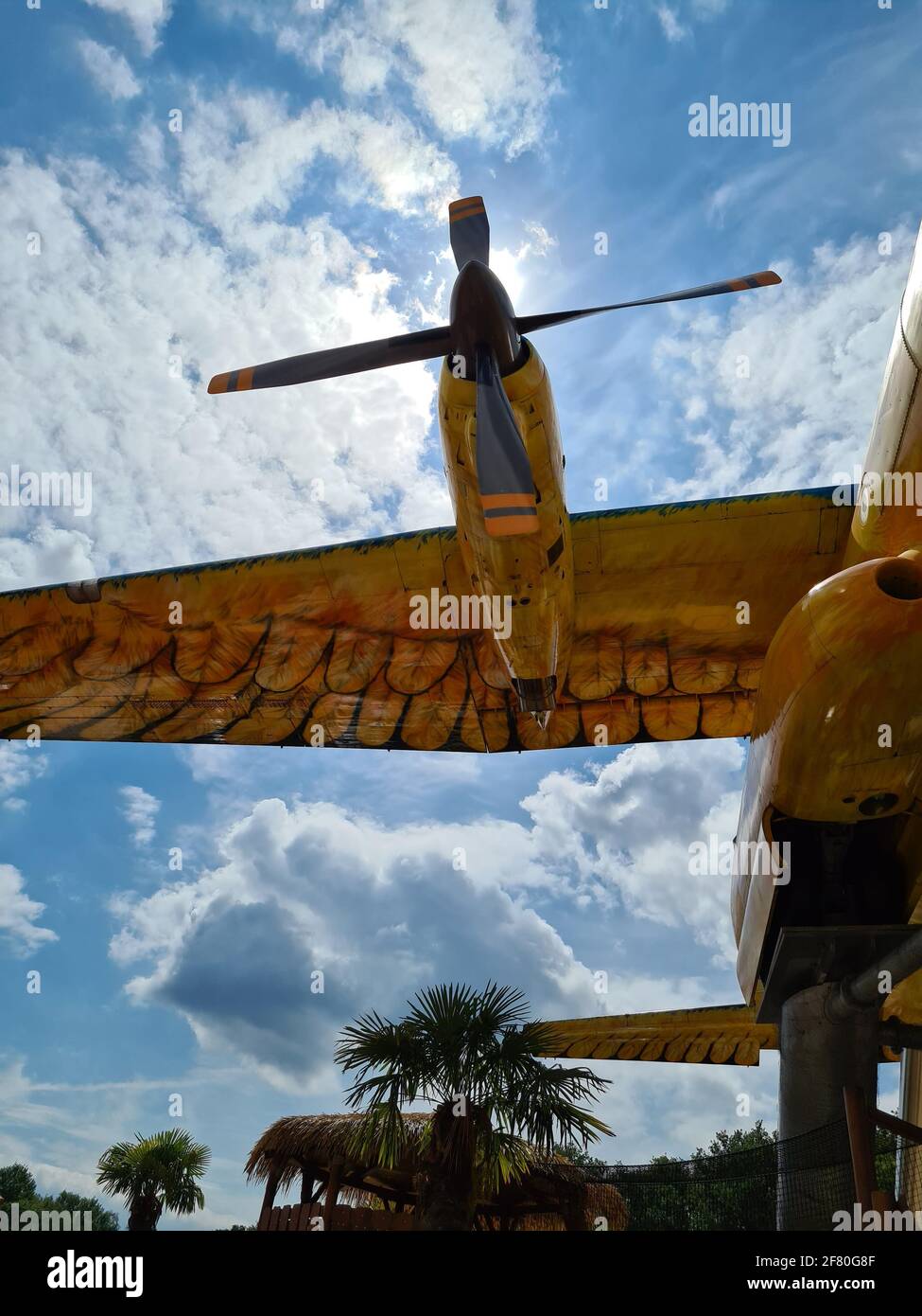 Retrò piano passeggero si erge sul prato prima del volo. Foto Stock