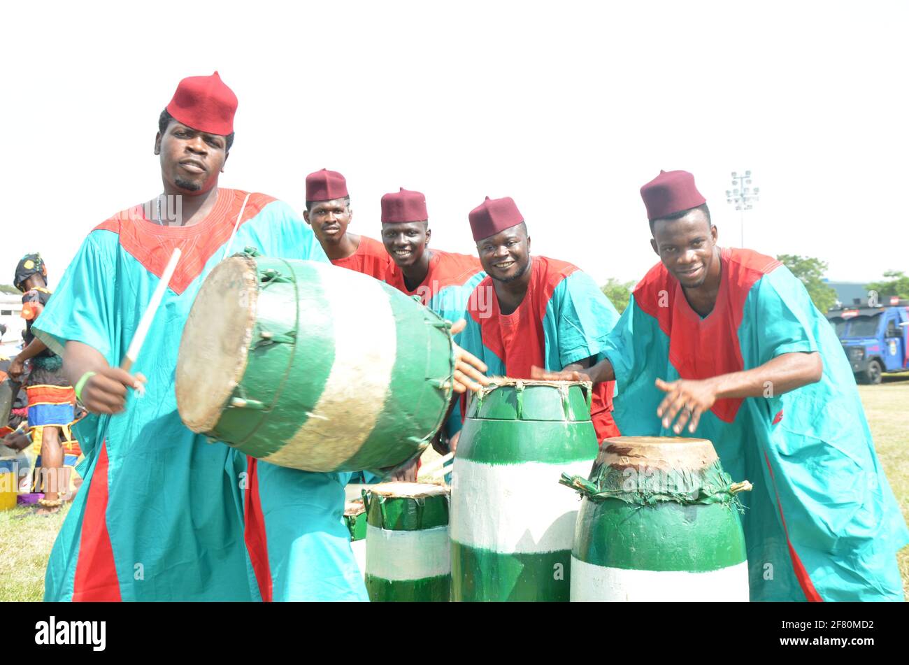 Batteristi nigeriani. Foto Stock