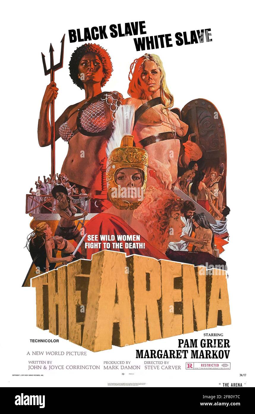 Un poster vintage del film d'azione B-Movie per l'Arena Foto Stock