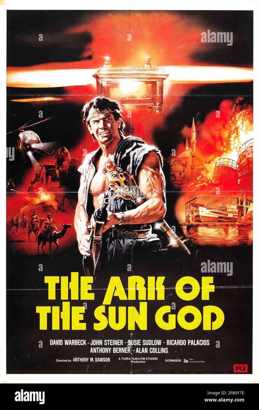 Un poster vintage del film d'azione B-Movie per l'Arca di Il Dio sole Foto Stock