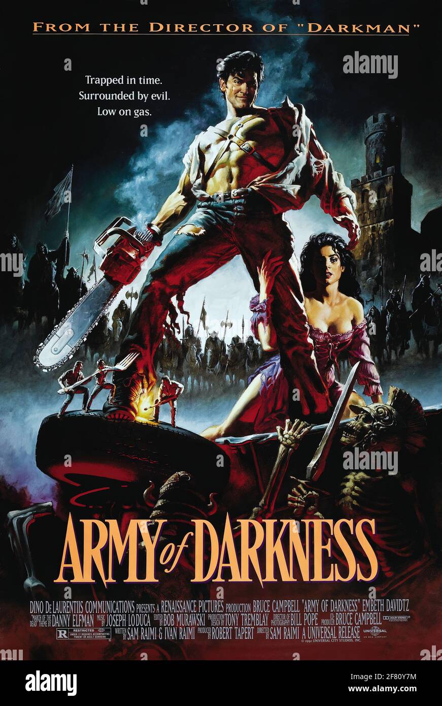 Poster di un film d'azione vintage B-Movie per Army of Darkness Foto Stock