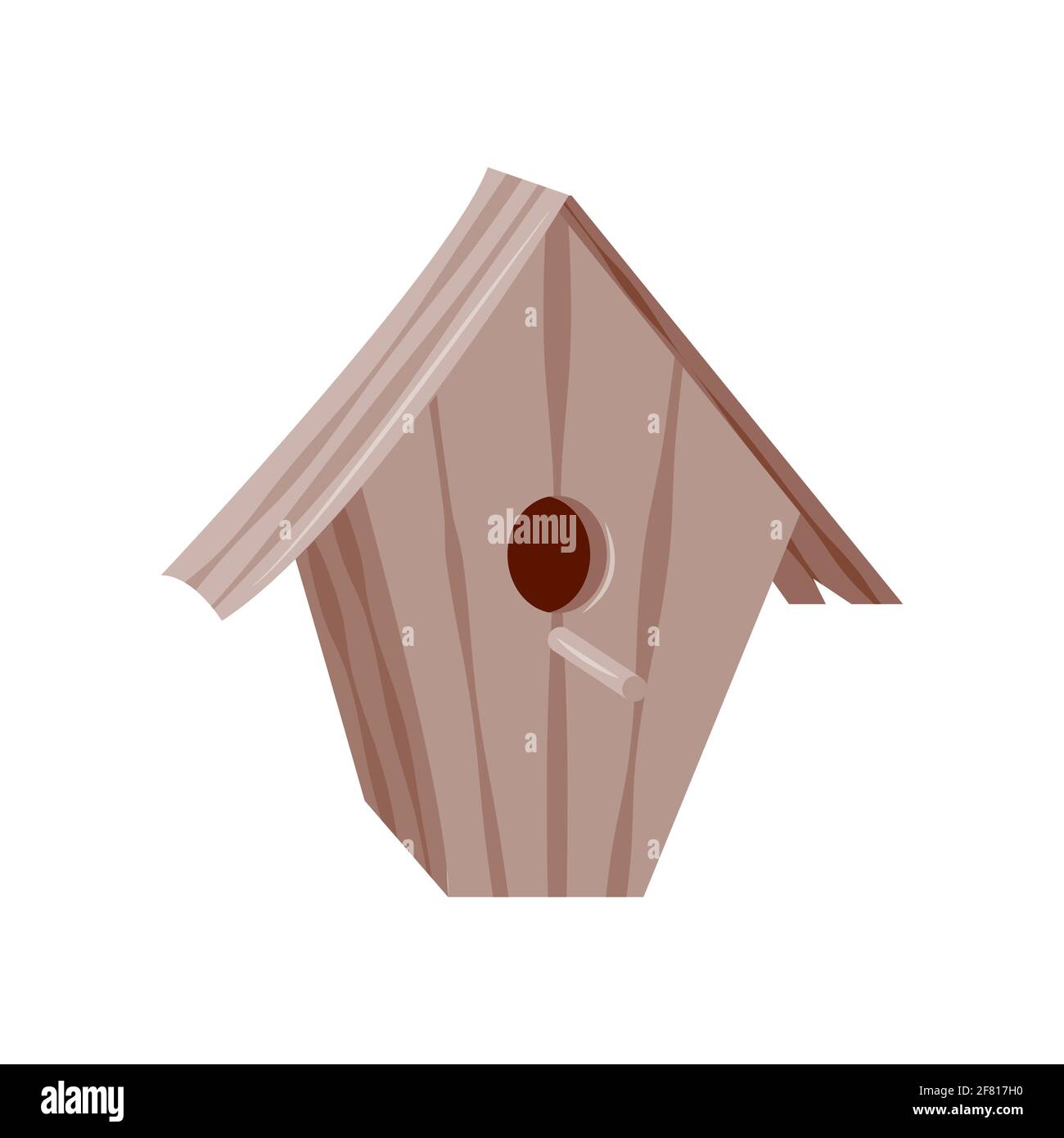 Illustrazione della casa di uccelli di legno marrone isolata su sfondo bianco Illustrazione Vettoriale