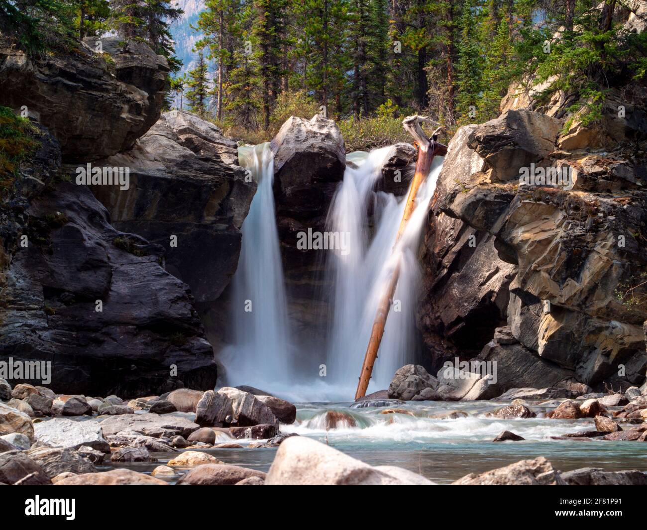 cascata nella natura selvaggia in una giornata estiva Foto Stock