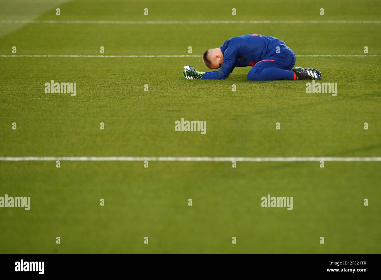 Marc-Andre Ter Stegen del FC Barcelona si riscalda durante il campionato spagnolo la Liga tra Real Madrid e FC Barcelona il 10 aprile 2021 allo stadio Alfredo di Stefano di Madrid, Spagna - Foto Oscar J Barroso / Spagna DPPI / DPPI / LiveMedia Foto Stock