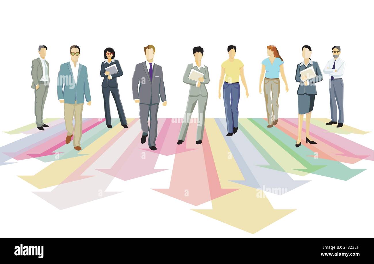 Avanzare insieme, dirigersi insieme Illustrazione Vettoriale