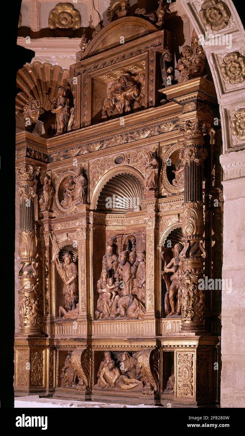 RETABLO DE LA AMORACION DE LOS REYES - 1525. Autore: FORMENT DAMIAN. Ubicazione: CATEDRAL. HUESCA. SPAGNA. Foto Stock