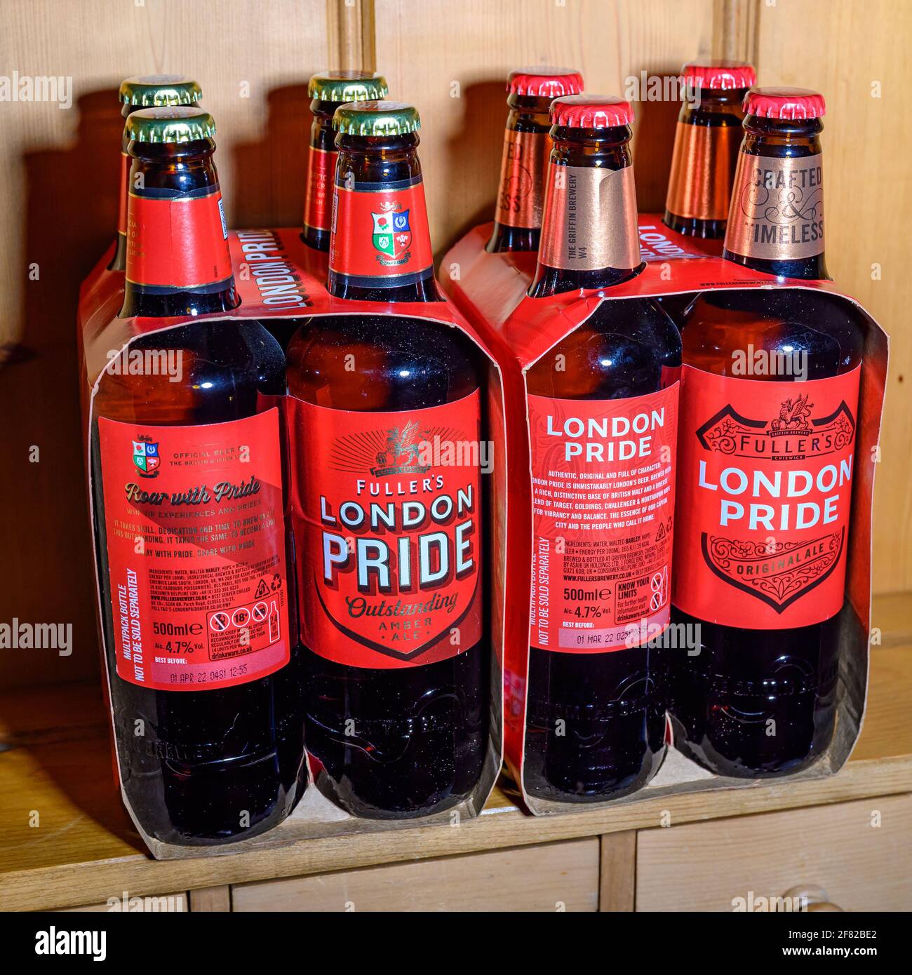 Fullers London Pride - nuovo marchio e marchio precedente Foto Stock