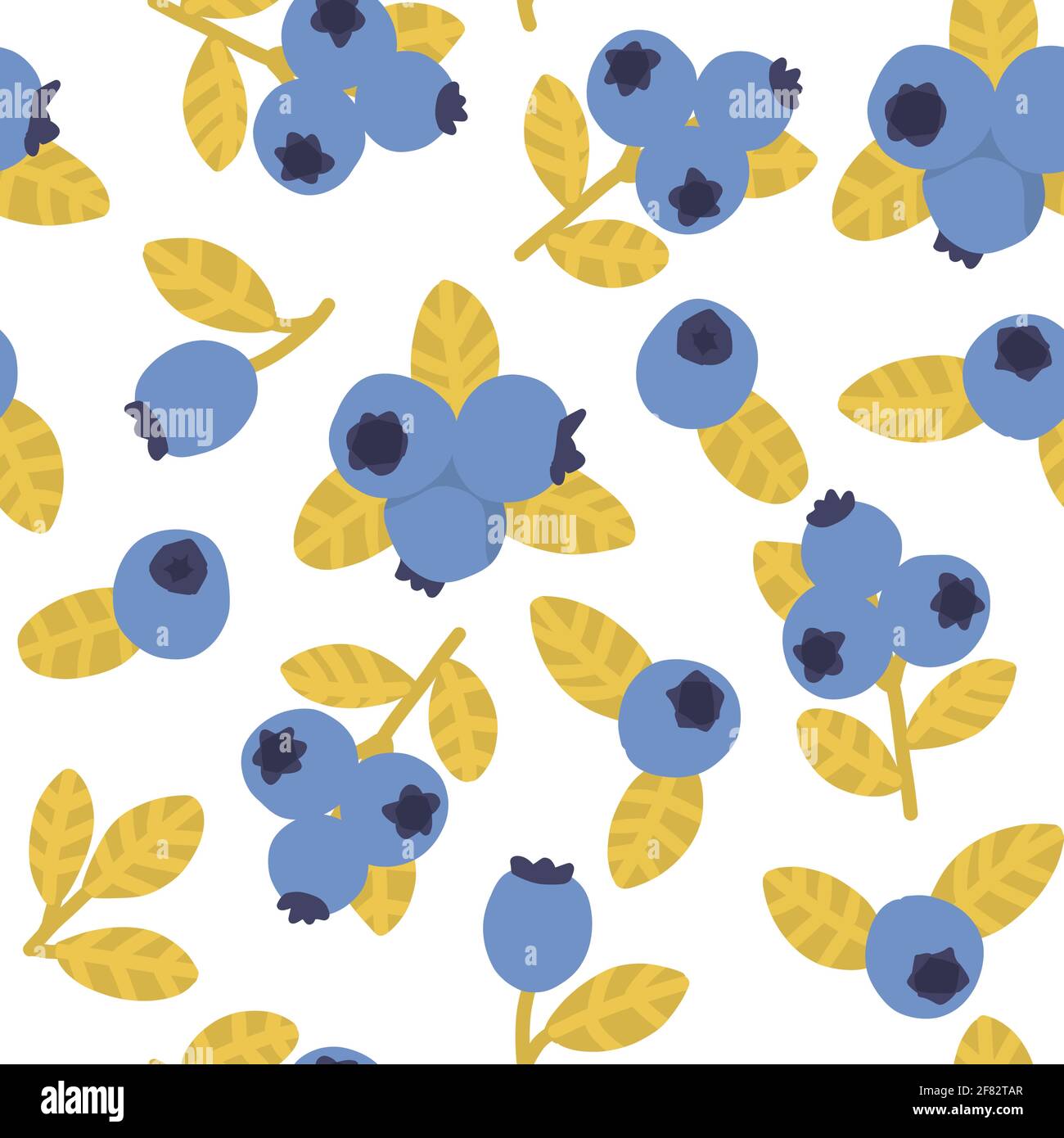 Modello senza giunture di mirtillo. Stampa estiva con bacca blu. Stampa di tessuto alimentare disegnata a mano. Illustrazione Vettoriale