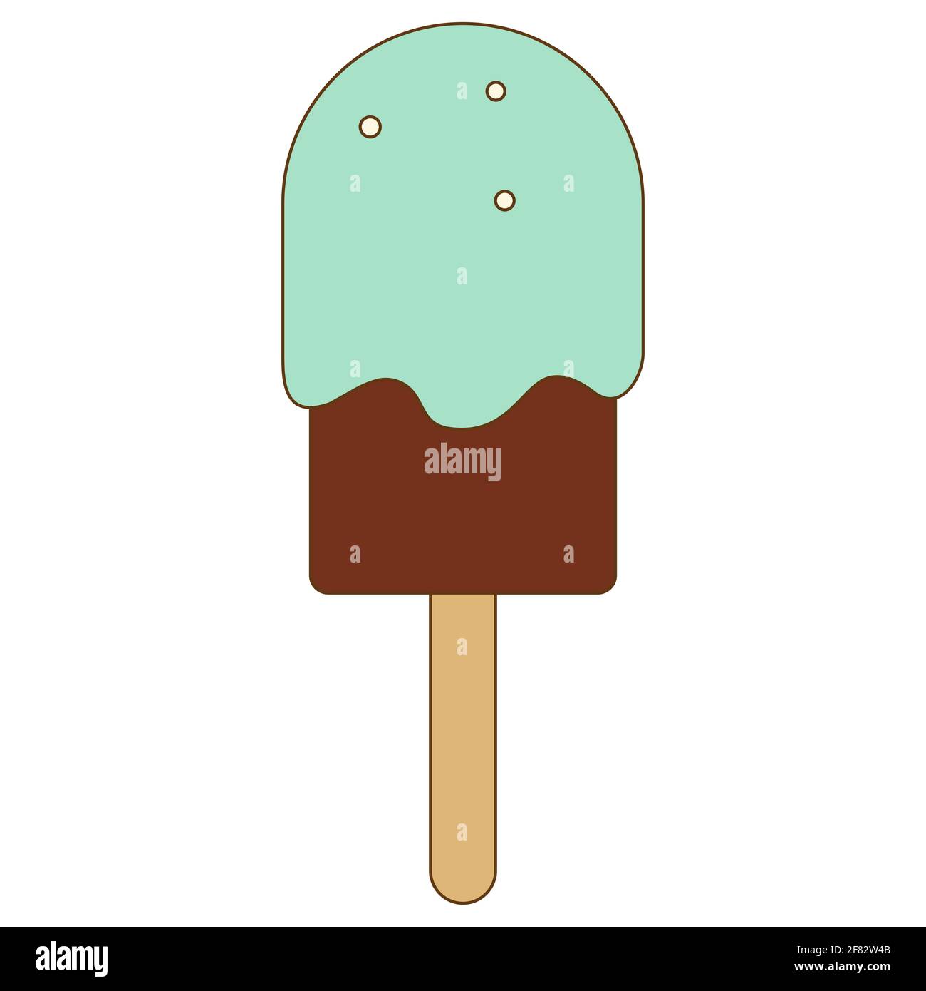 Il gelato al cioccolato compare su un bastone Illustrazione Vettoriale