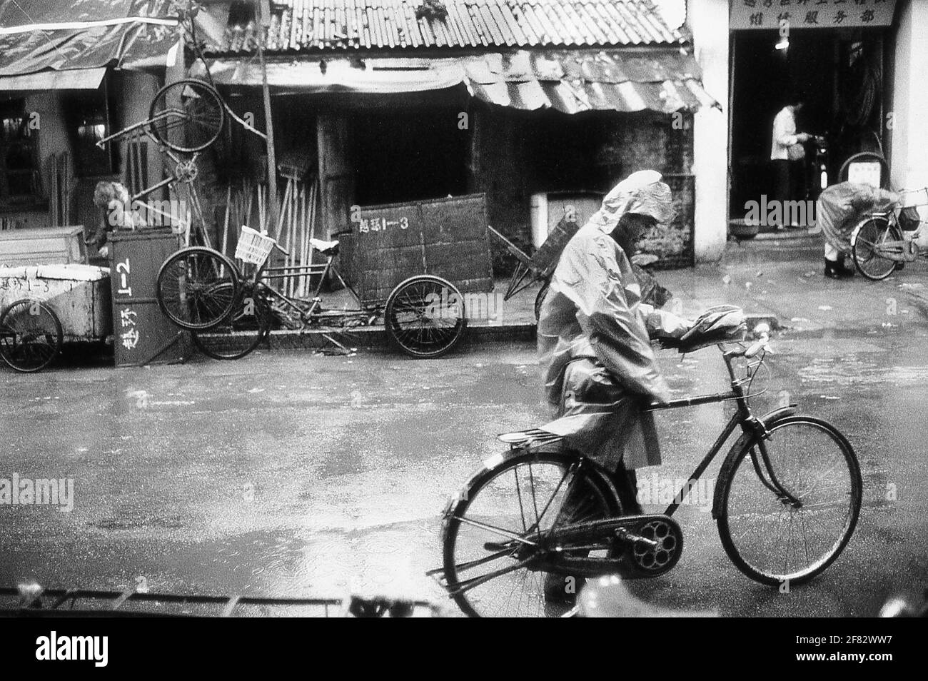 Scene di strada di Guangzhou Cina 1985 Foto Stock