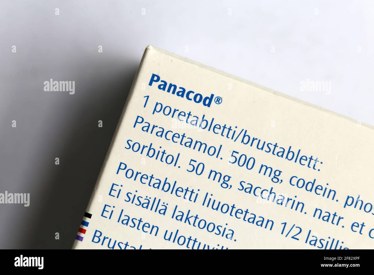 Panacod compresse effervescenti. Prescrizione antidolorifici. Questo farmaco analgesico è addictive e può essere abusato. Paracetamolo e codeina. Foto Stock