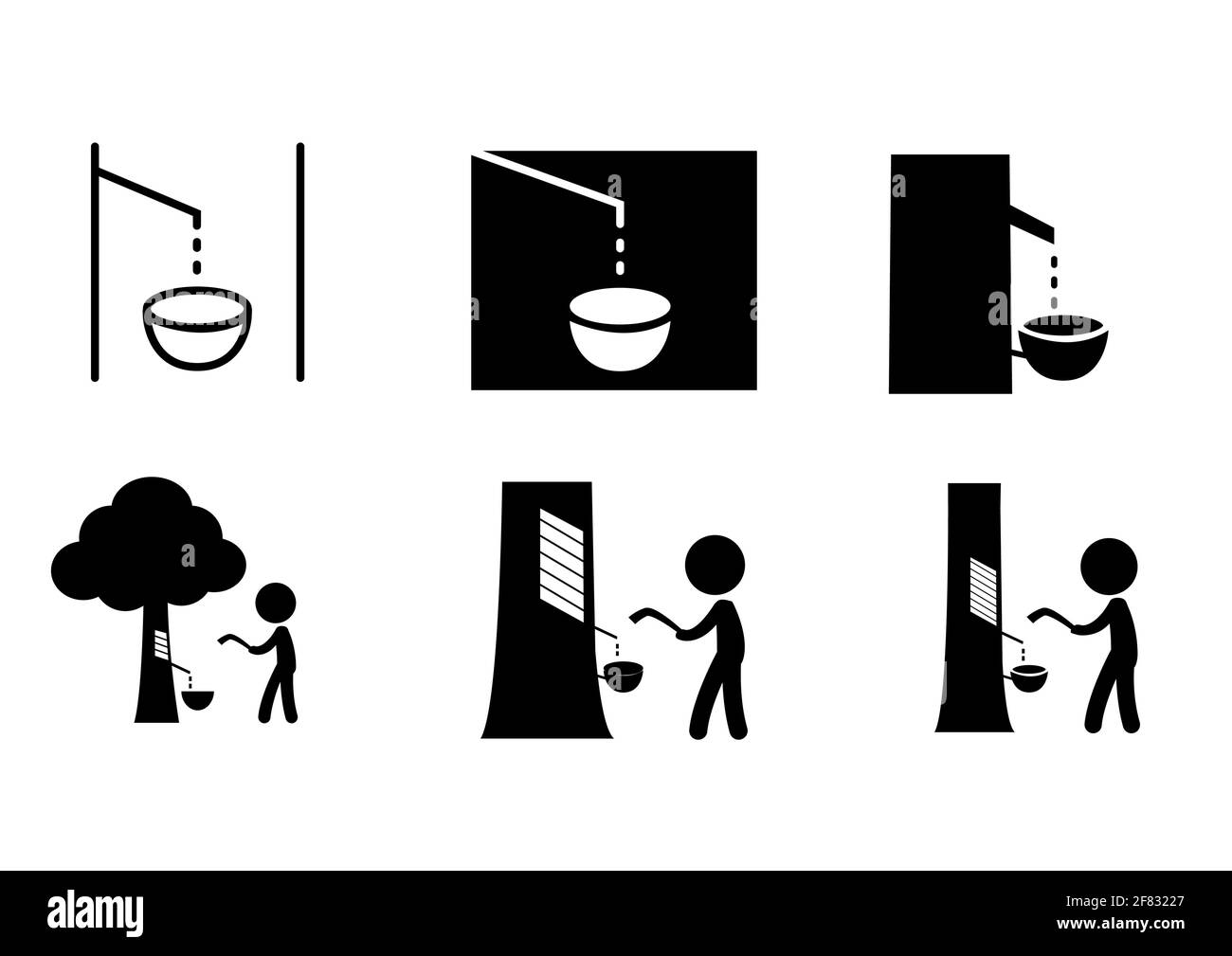 Gruppo di elementi in gomma che toccano l'icona e il simbolo, grafica vettoriale Illustrazione Vettoriale
