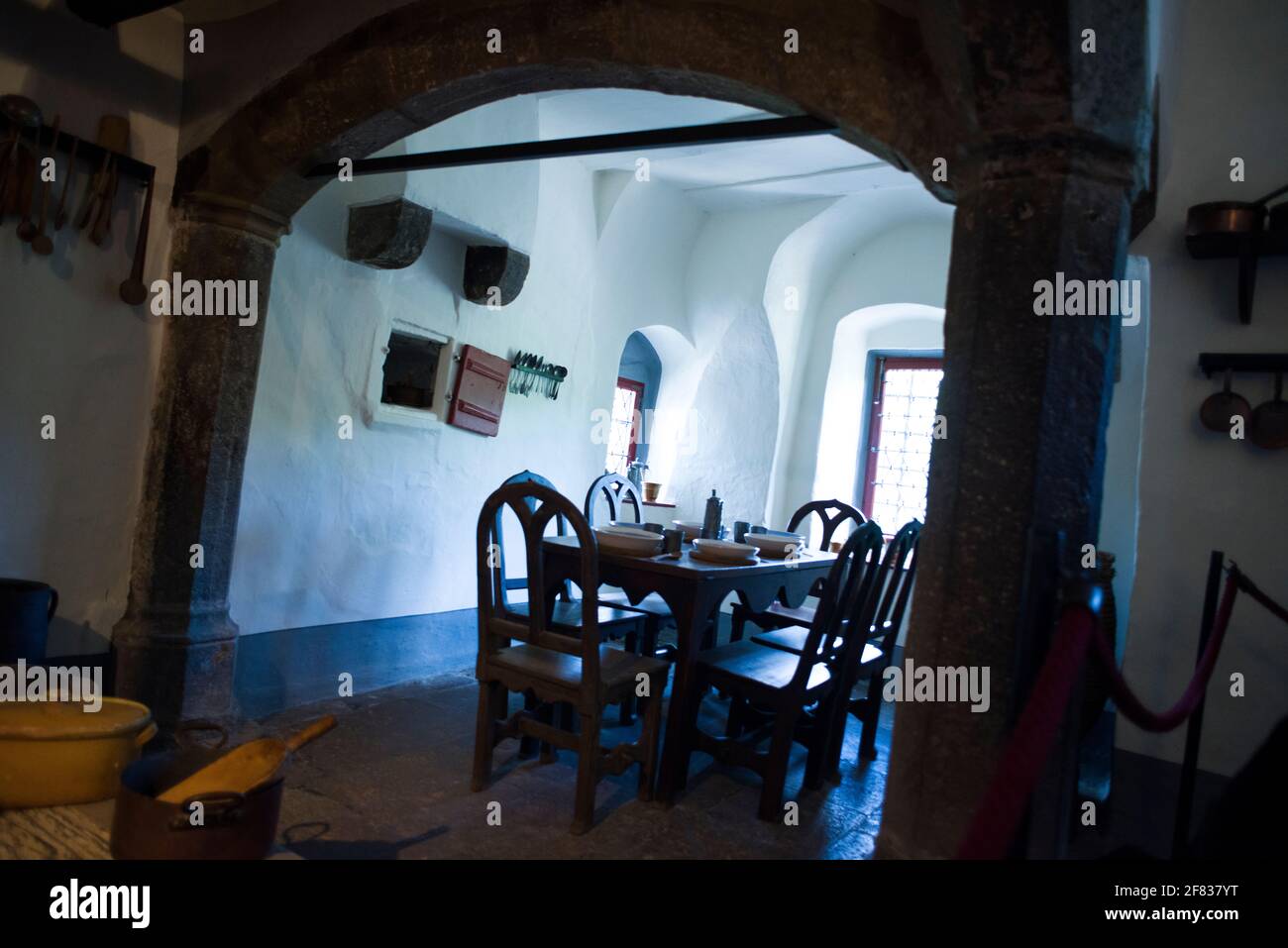 Una vista interna del castello di Eltz Foto Stock