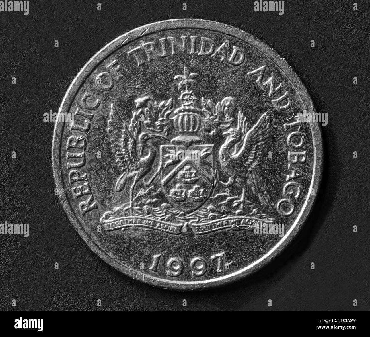 Monete fotografiche Trinidad e Tobago, 25 centesimi, 1997 Foto Stock