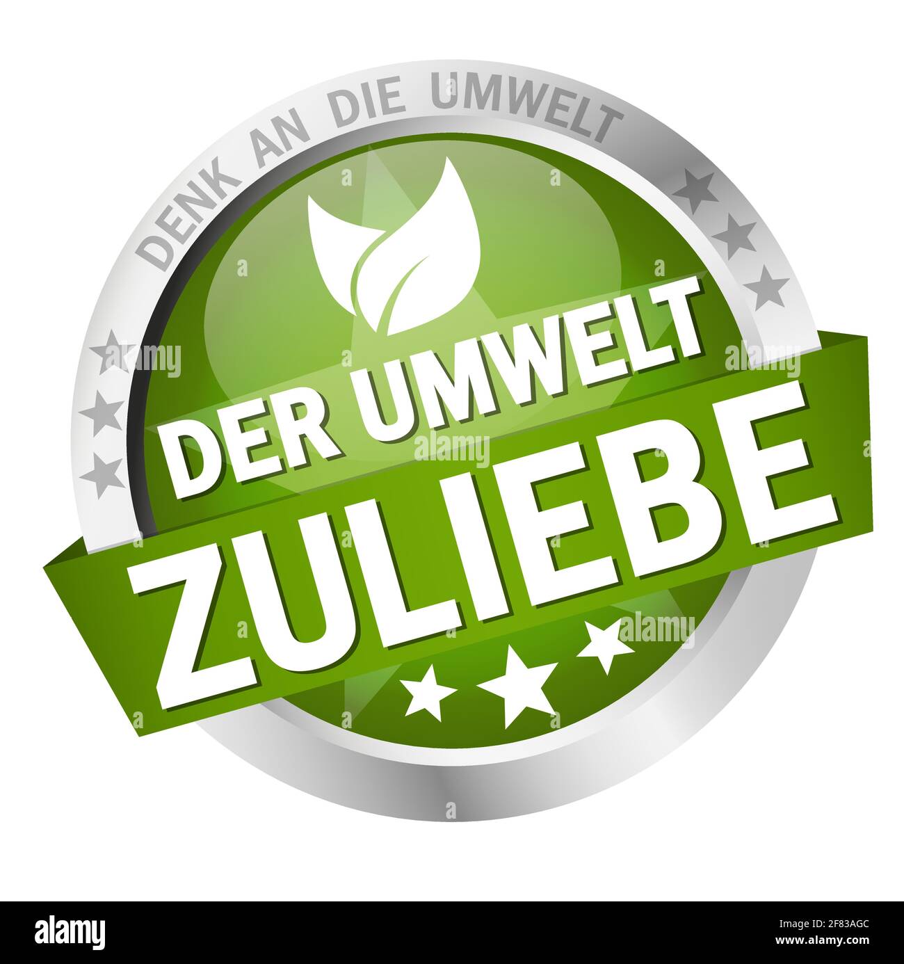 EPS 10 vettore con pulsante rotondo colorato con banner e. testo per l'ambiente (in tedesco) Illustrazione Vettoriale
