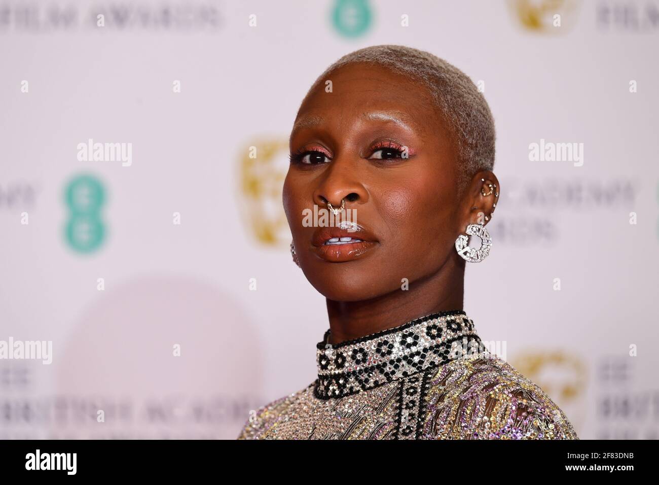 Cynthia Erivo arriva per l'EE BAFTA Film Awards alla Royal Albert Hall di Londra. Data immagine: Domenica 11 aprile 2021. Foto Stock