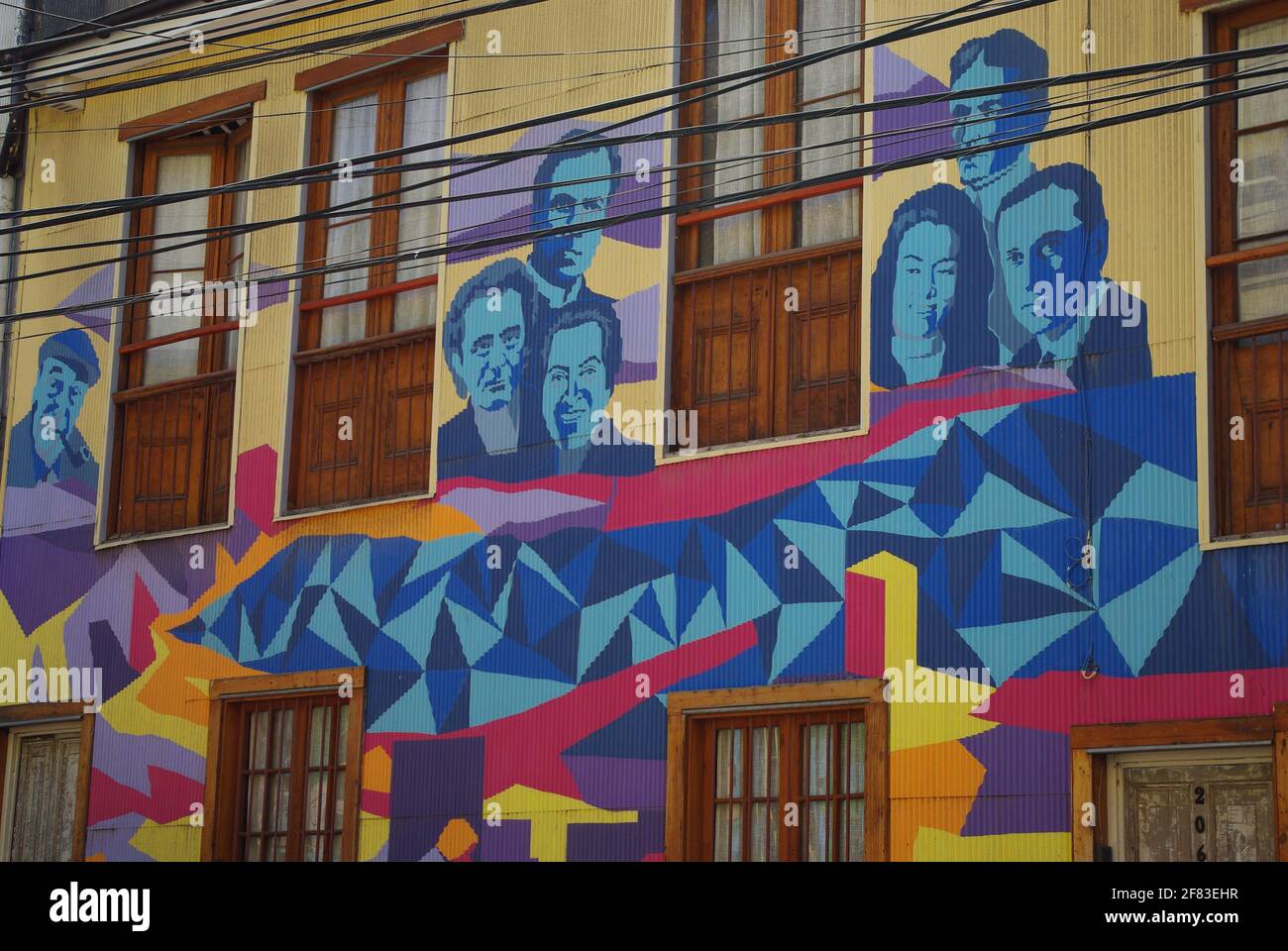 Arte di strada in Valparaiso, Cile Foto Stock