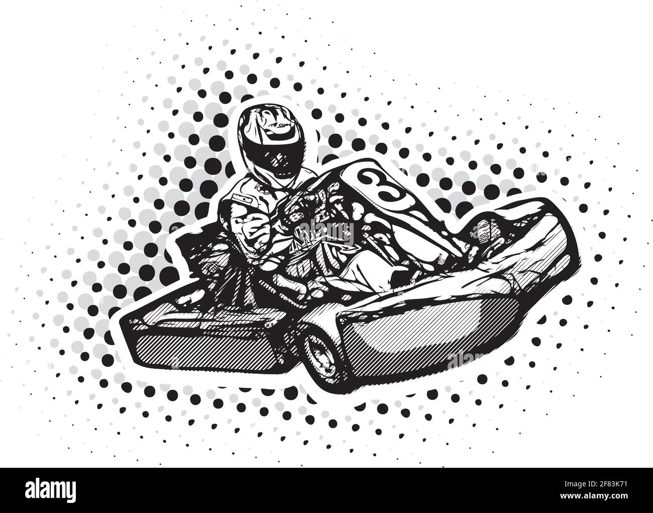 Vai Kart Racer su sfondo bianco Illustrazione Vettoriale