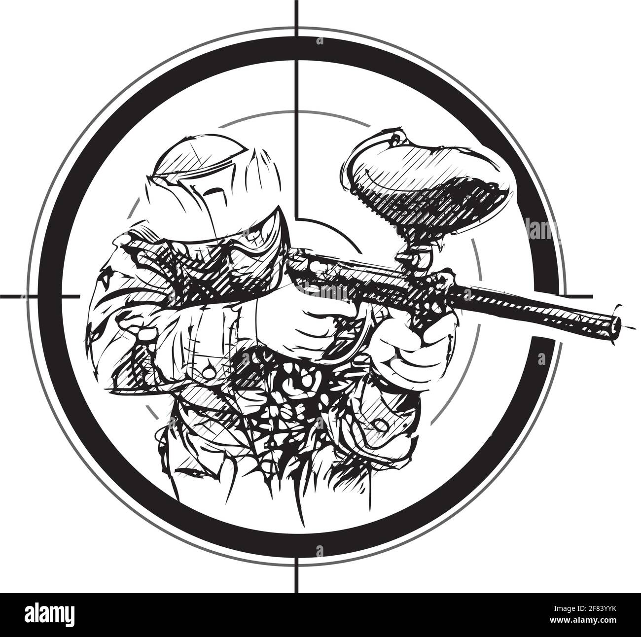 Il paintball player nell'anello Illustrazione Vettoriale