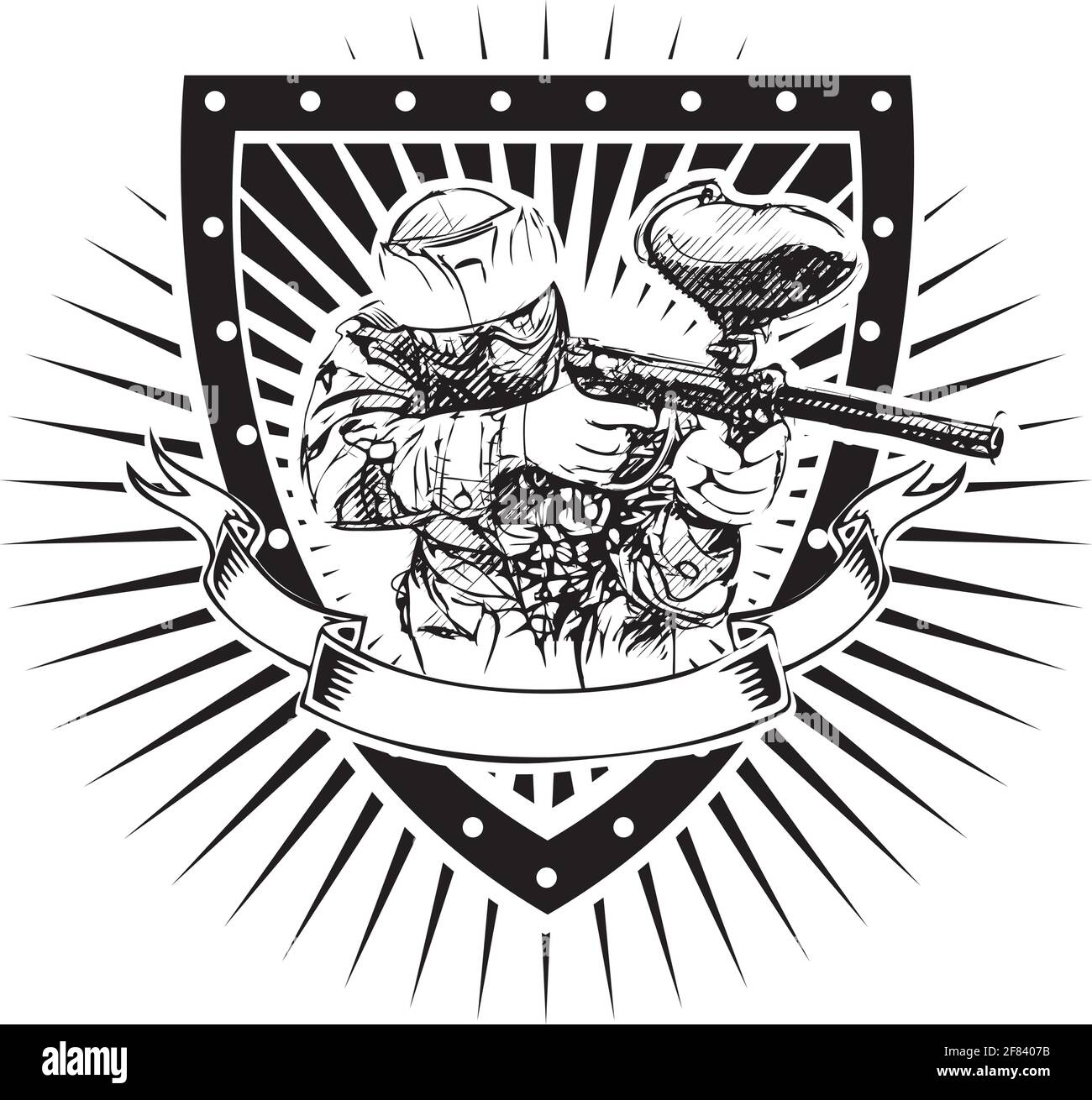 Il paintball player sullo schermo Illustrazione Vettoriale