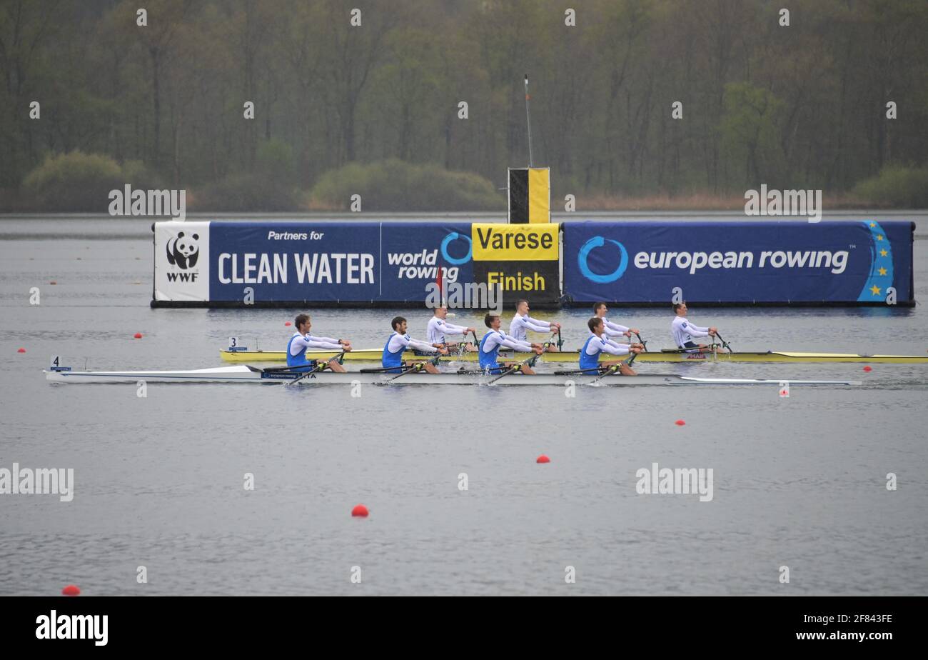 Varese, Italia. 11 Apr 2021. Varese, Italia Campionati europei di canottaggio 2021 gara finale e premiazione nella foto: Credit: Independent Photo Agency/Alamy Live News Foto Stock