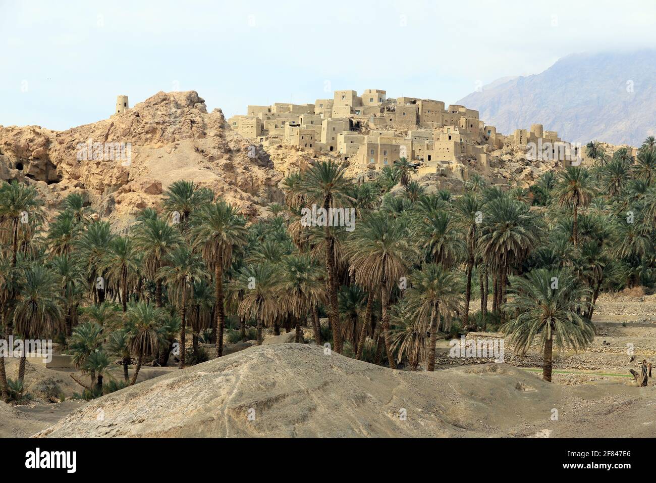 Dorf Nayband in der Region Tabas, Iran. Die Häuser in Nayband sind traditionell aus Lehm gebaut. Der Ort throng auf einem Berggipfel. Foto Stock