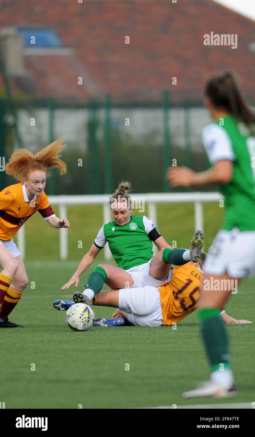 Hibernian WFC / Motherwell WFC . Domenica 11 Aprile 2021, 14.00 Ainslie Park, Edimburgo. Immagine della vittoria di Hibernian del 3-2. Foto Stock