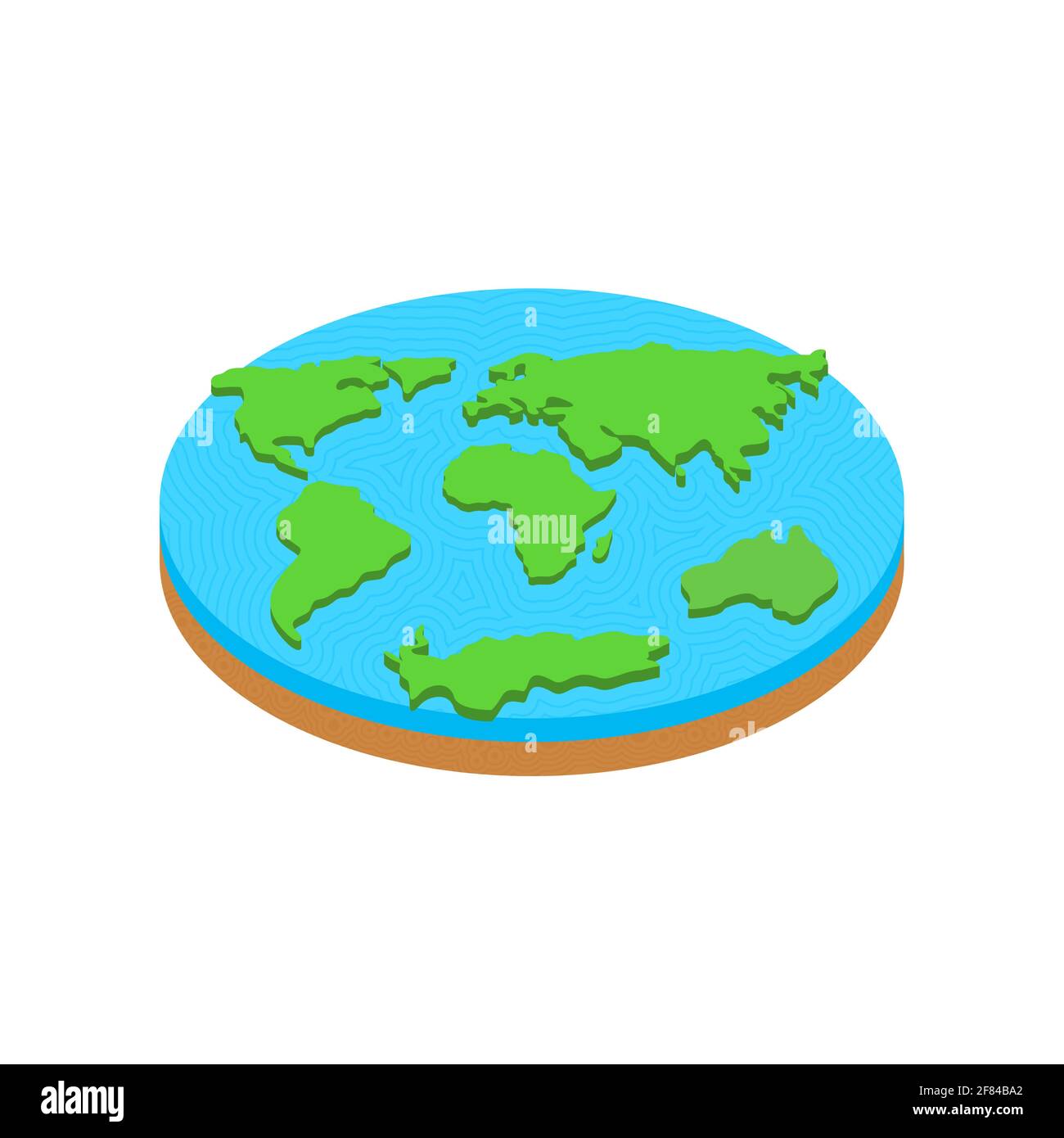 Terra piatta ipotesi superata che la Terra è un disco piatto. Il concetto di terra piatta era presente nella mitologia cosmologonica di molti popoli di A. Illustrazione Vettoriale