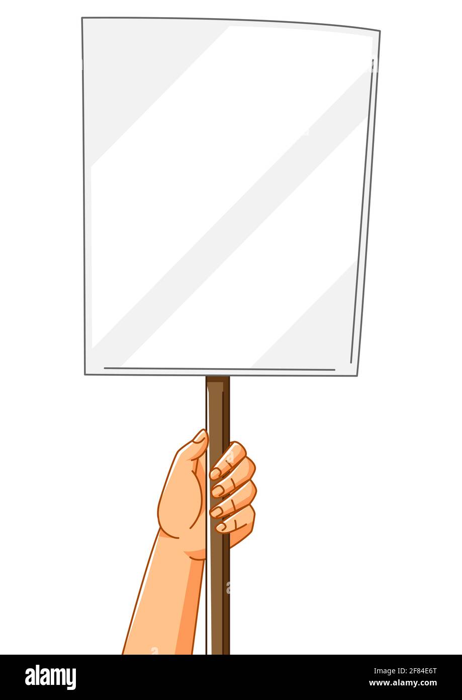 Illustrazione della mano con banner. Cartello con cartellone o cartello di  protesta con bastone di legno su dimostrazione o protesta Immagine e  Vettoriale - Alamy