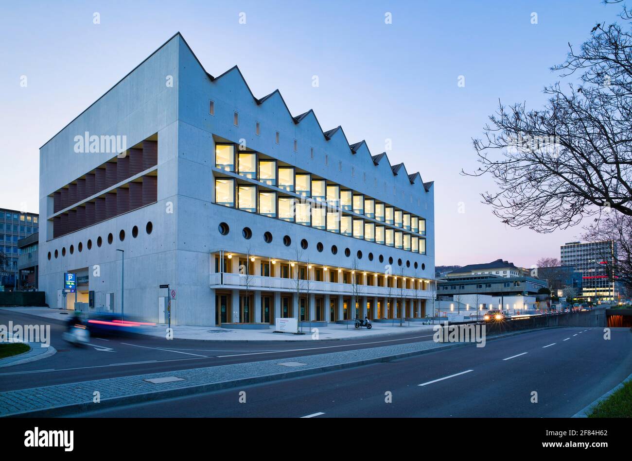 Nuova estensione della biblioteca statale Wuerttemberg, architetti Lederer, Ragnarsdottir, Oei, Stoccarda, Baden-Wuerttemberg, Germania Foto Stock