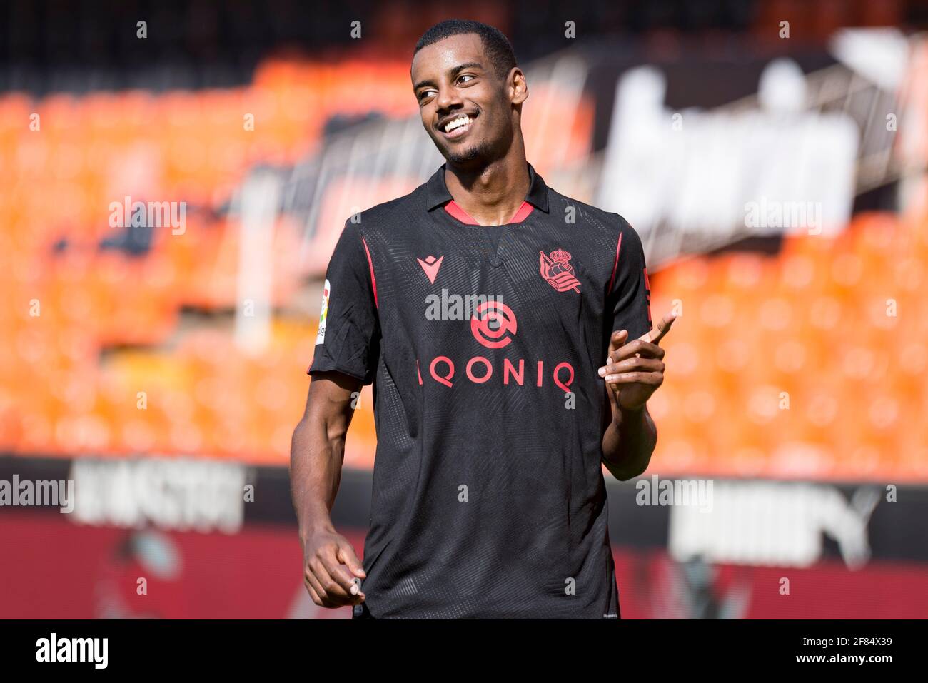 Alexander Isak di Real Sociedad ha visto in azione durante la partita di calcio spagnola la Liga tra Real Sociedad e Valencia CF allo stadio Mestalla.Punteggio finale; Valencia CF 2:2 Real Sociedad. Foto Stock