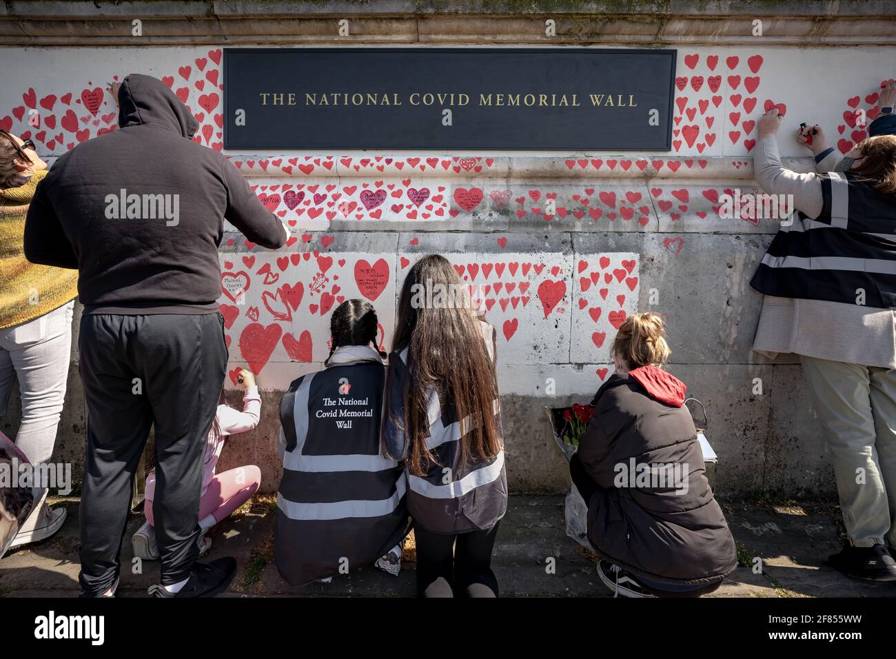 Coronavirus: National Covid Memorial Wall of Hearts, Westminster, Londra, Regno Unito. Foto Stock