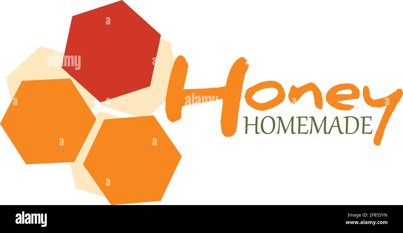 Logo miele. Modello logotipo 'Miele fatto in casa'. Logo semplice per il miele. Illustrazione Vettoriale