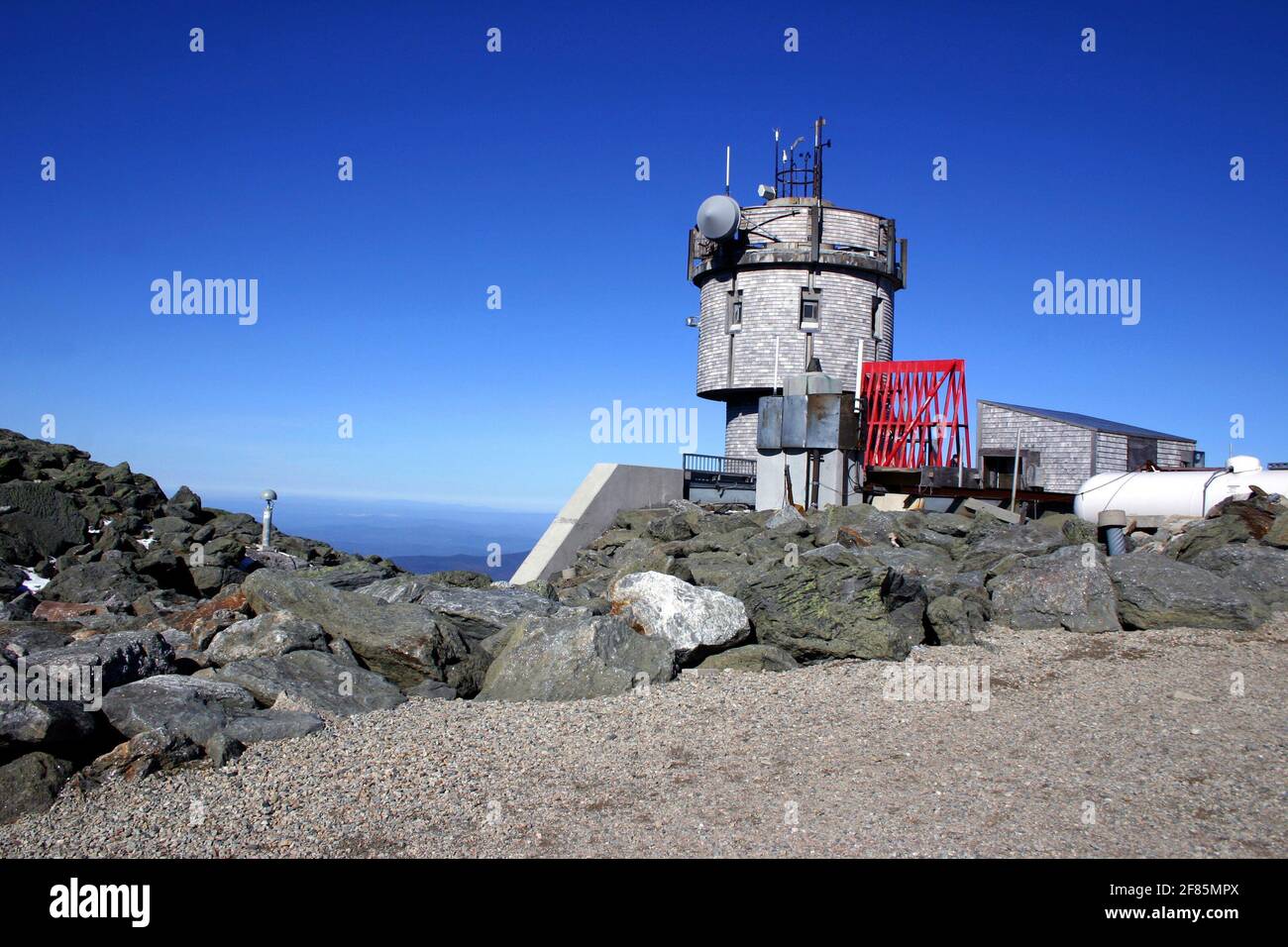 Stazione meteorologica in cima al Monte Washington, New Hampshire, USA. Mt. Washington state Park. Foto Stock